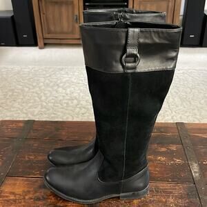 Bass Black Suede and Leather Vintage Riding Boots Size 7